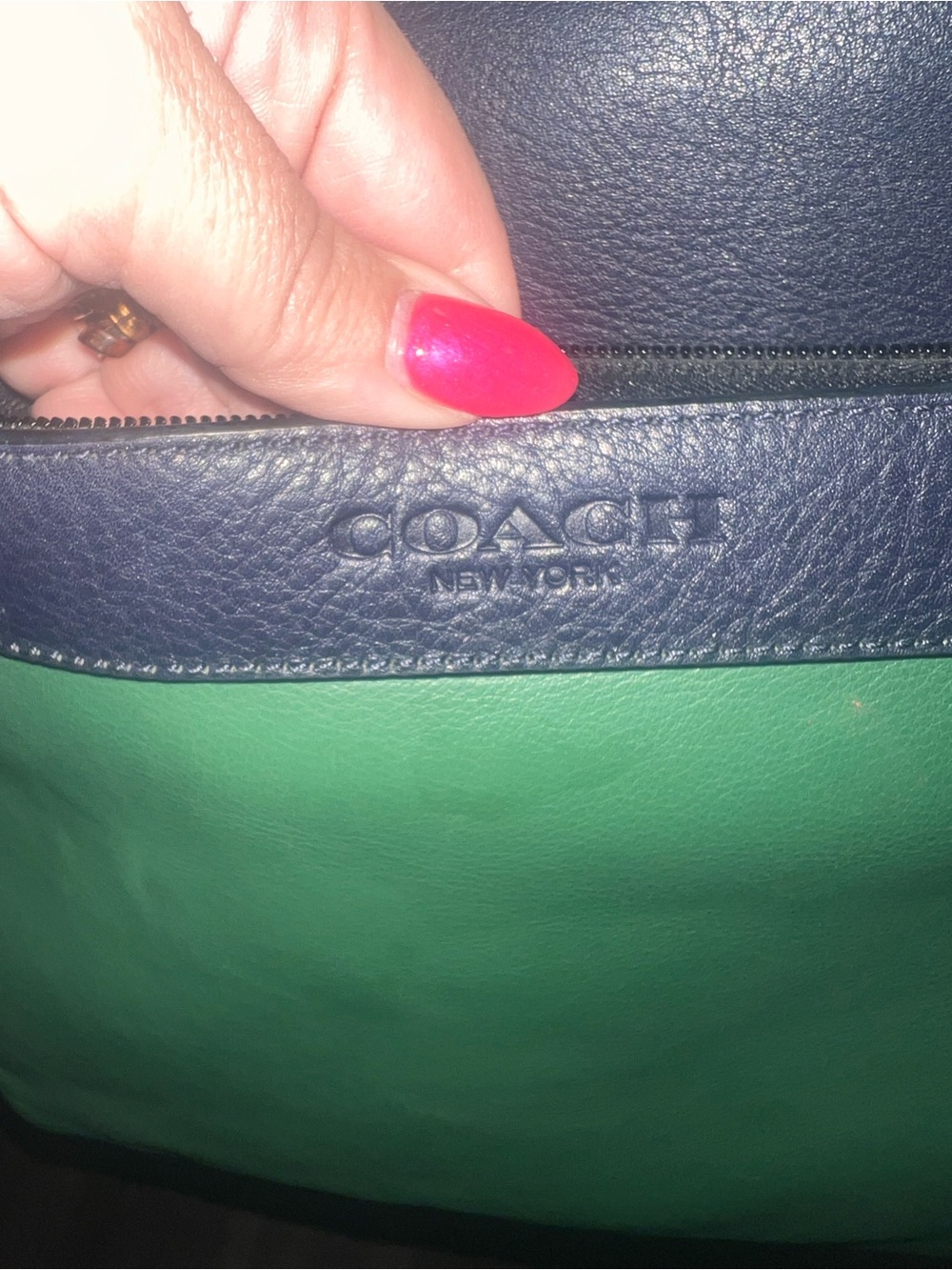 Coach New York Black & Green Colorblock Leather Messenger Crossbody Bag - Picture 10 of 16